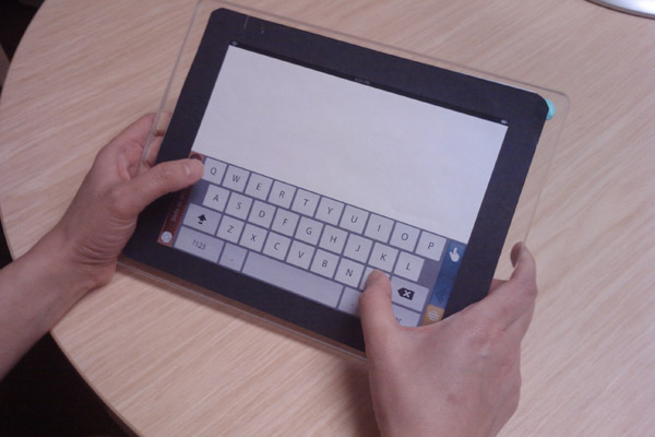 Physical prototypes for tablet and keyboard A simulated tablet in plastic