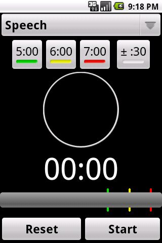 Timer4TM, version 1, main view Screenshot of an older timer app