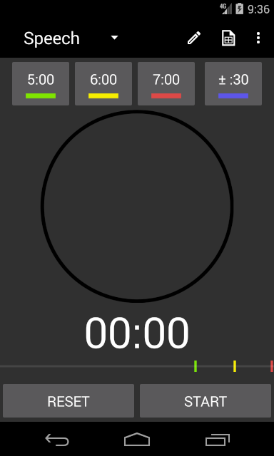 Main screenshot of version 2 of the timer app
